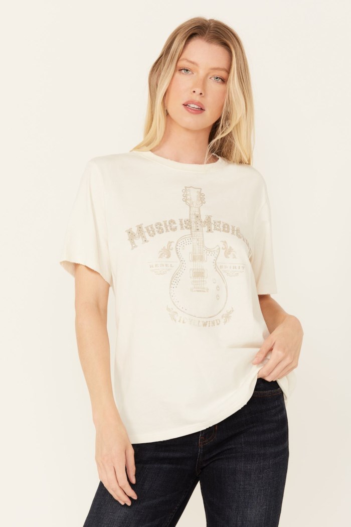 Idyllwind Women's Rollingwood Guitar Graphic Short Sleeve Tee | Ivory