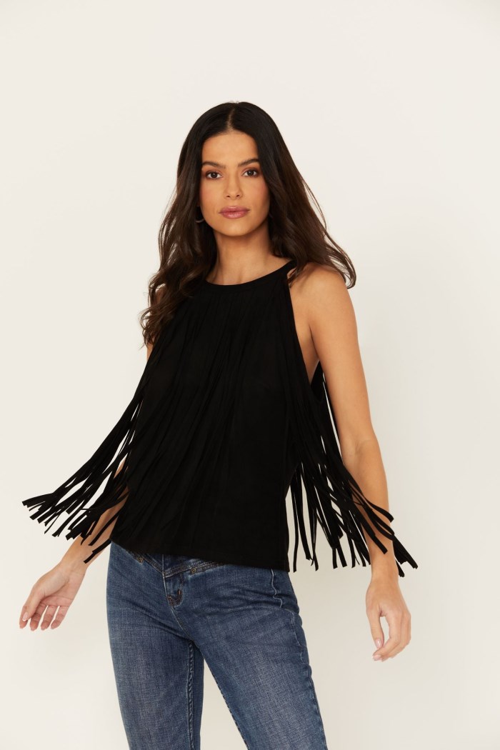 Idyllwind Women's Madie Faux Suede Fringe Tank | Black