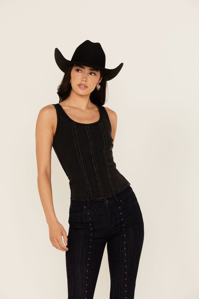 Idyllwind Women's Sevier Studded Ribbed Tank Top | Black