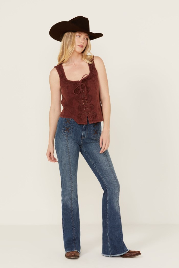 Idyllwind Women's Dark Wash Outlaw Super High Rise Bootcut Stretch Denim Jeans | Dark Wash