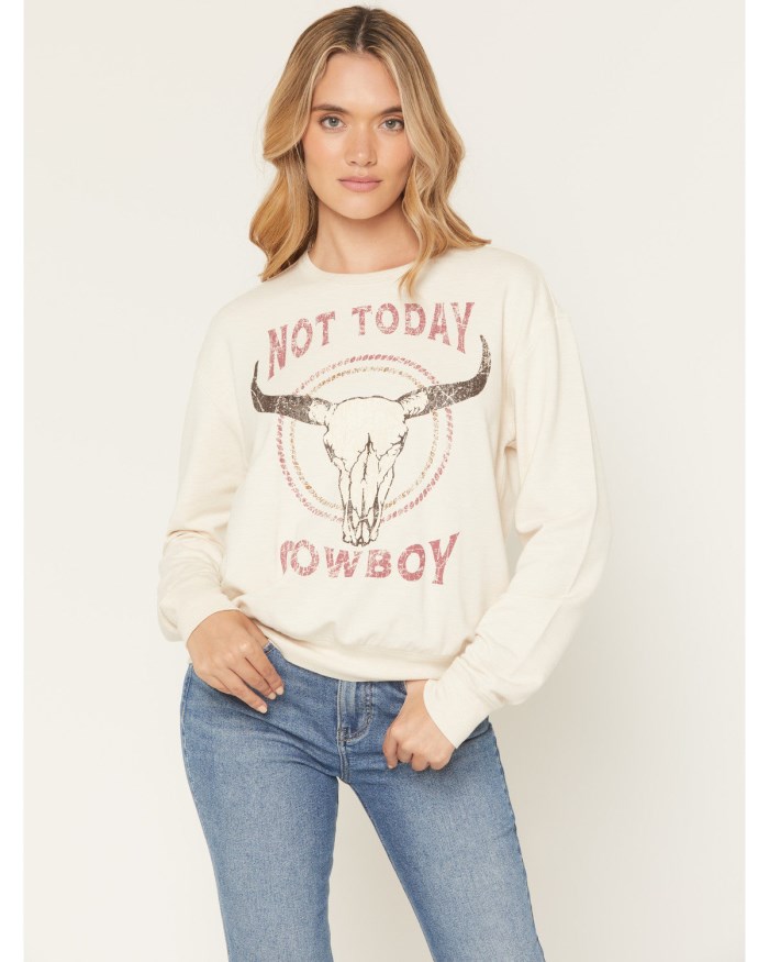 Idyllwind Women's Not Today Cowboy Graphic Crewneck Sweatshirt | Cream