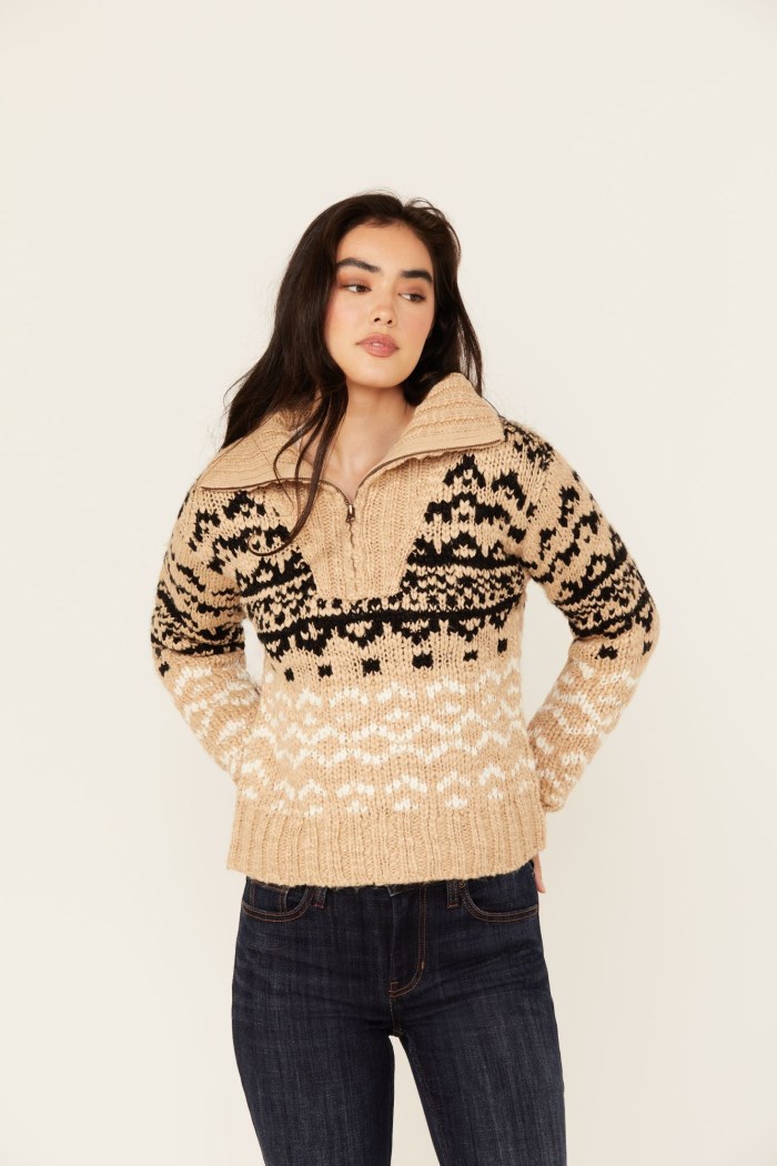 Idyllwind Women's Otay Studded Southwestern Pullover Sweater | Nude