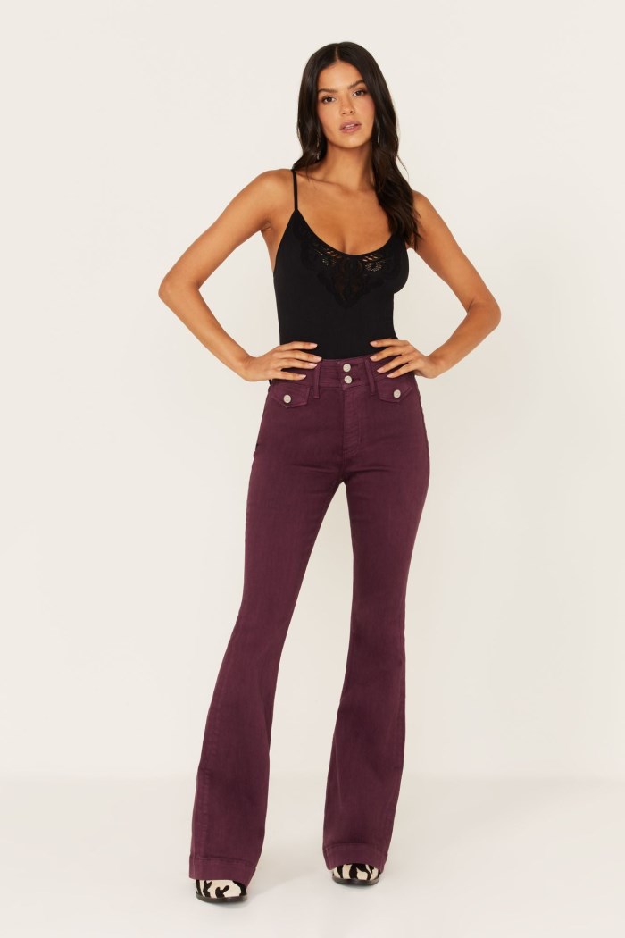Idyllwind Women's High Rise Flap Pocket Outlaw Flare Jeans | Purple