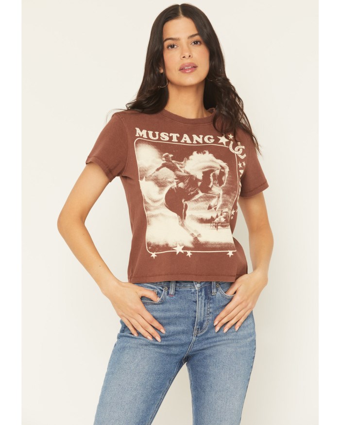 Idyllwind Women's Mustang Wild Short Sleeve Graphic Tee | Chocolate