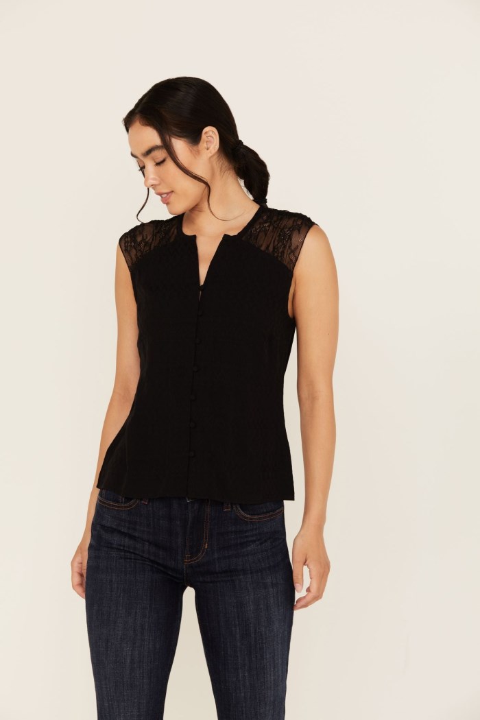 Idyllwind Women's Joya Jacquard Sleeveless Top | Black