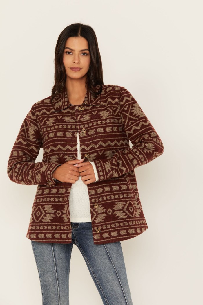 Idyllwind Women's Marie Southwestern Print Shacket | Pecan
