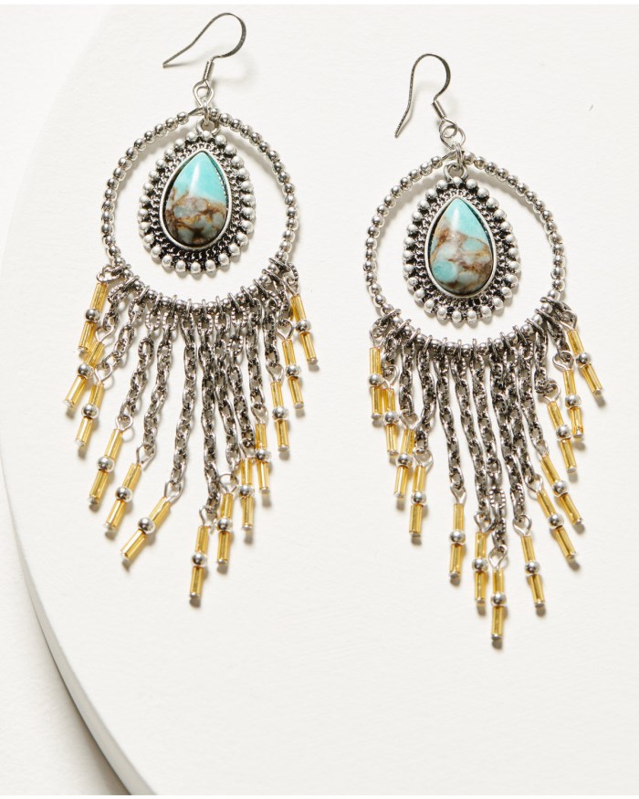 Idyllwind Women's Luna Turquoise Chandelier Fringe Earrings | Turquoise