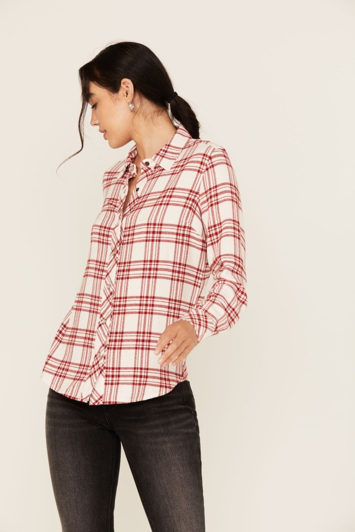 Idyllwind Women's Anna Featherlight Plaid Print Long Sleeve Pearl Snap Western Shirt | Ivory