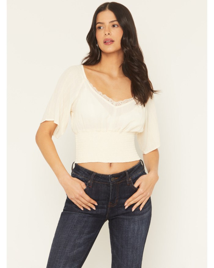 Idyllwind Women's Ridley Short Sleeve Crinkle Shirt | Cream