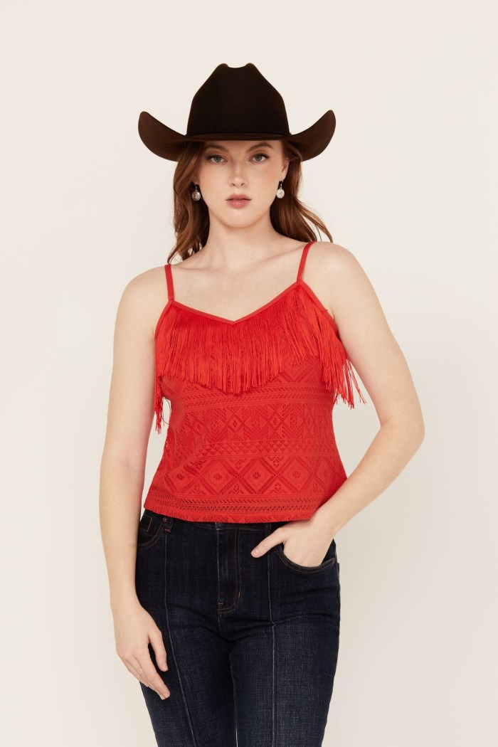 Idyllwind Women's Redmond Lace Fringe Cami | Dark Orange