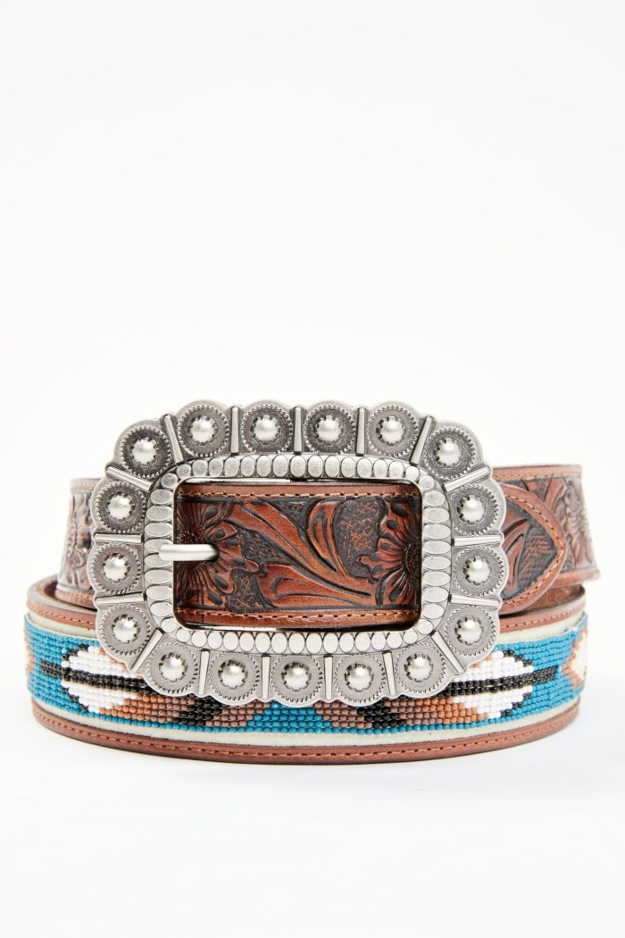 Idyllwind Women's Genuine Leather Windriver Seed Bead Belt | Brown