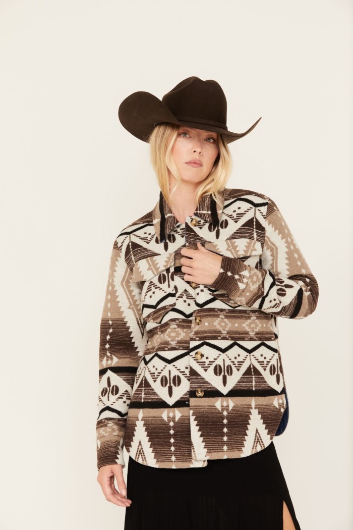 Idyllwind Women's Addy Southwestern Print Shacket | Dark Brown
