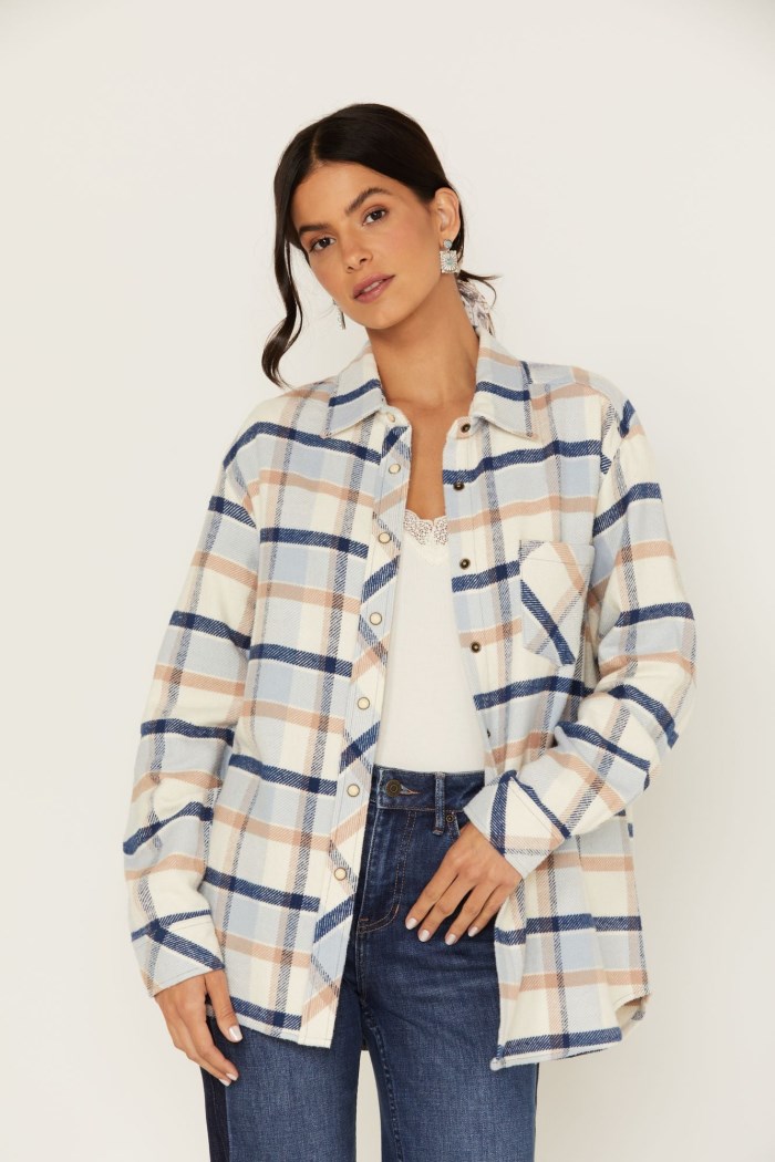 Idyllwind Women's Plaid Print Rendon Flannel Top | Blue