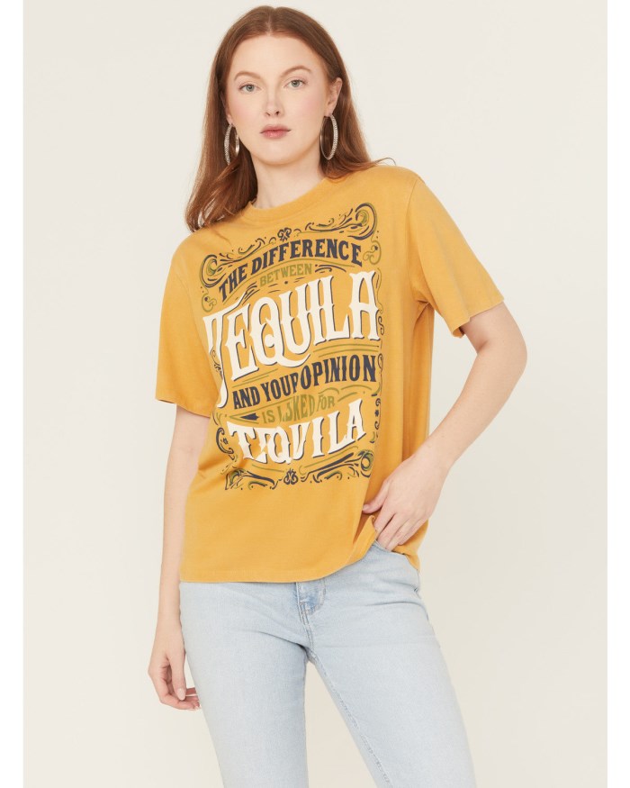 Idyllwind Women's I Asked For Tequila Short Sleeve Graphic Tee | Dark Yellow
