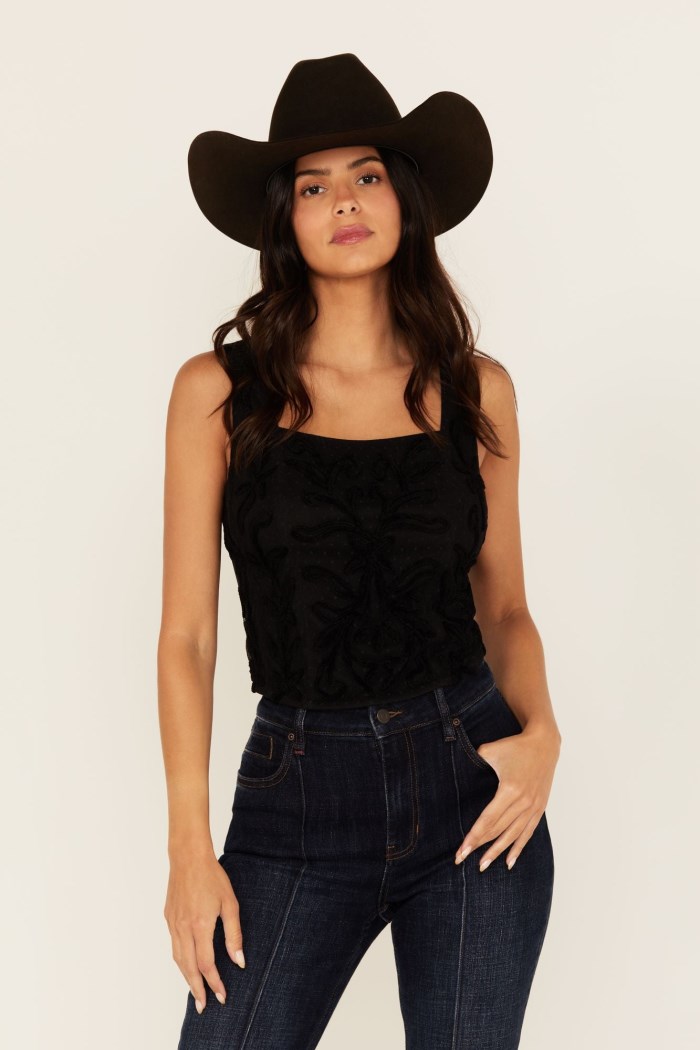 Idyllwind Women's Tigerbelle Soutache Lace Sleeveless Top | Black