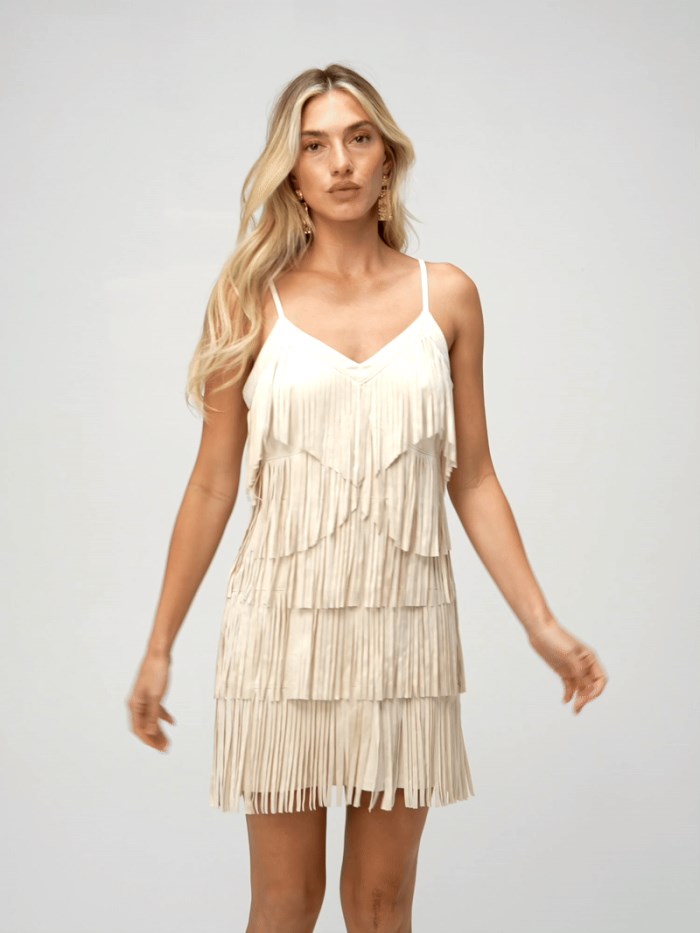 Idyllwind Women's Brixworth Ivory Fringe Festival Dress | Off White
