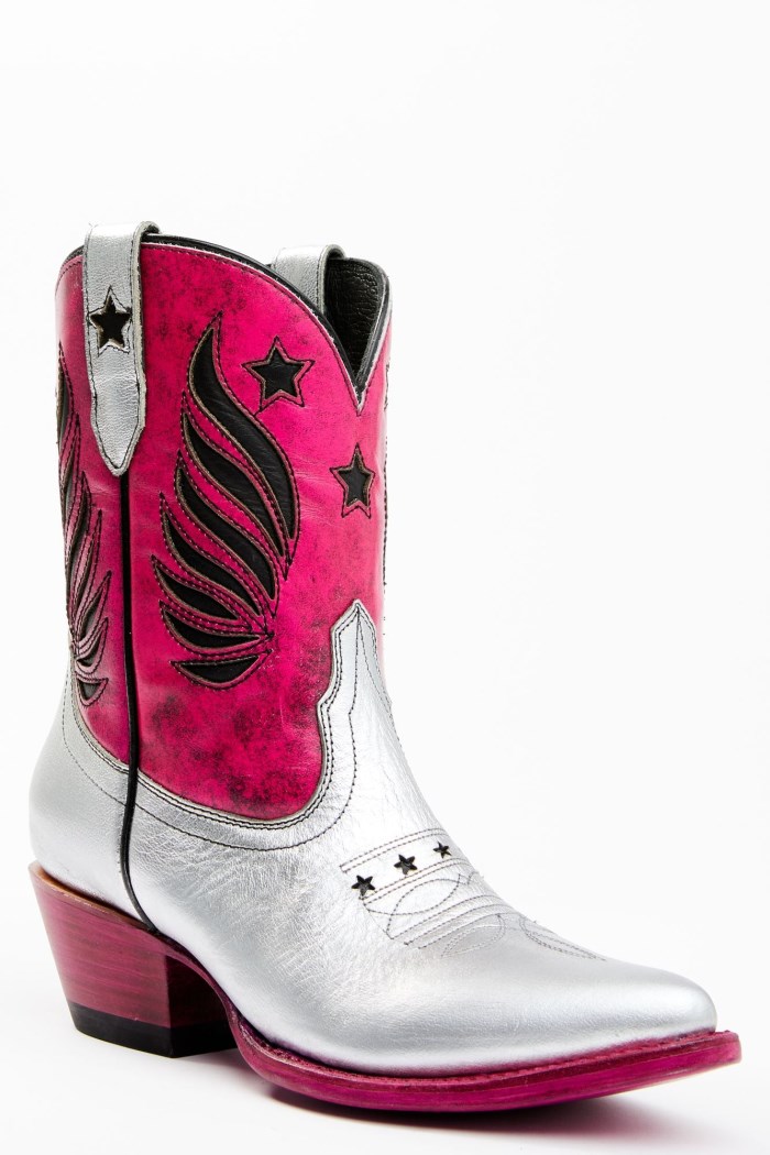 Idyllwind Women's Metallic Star Inlay Roadie Western Booties - Round Toe | Pink