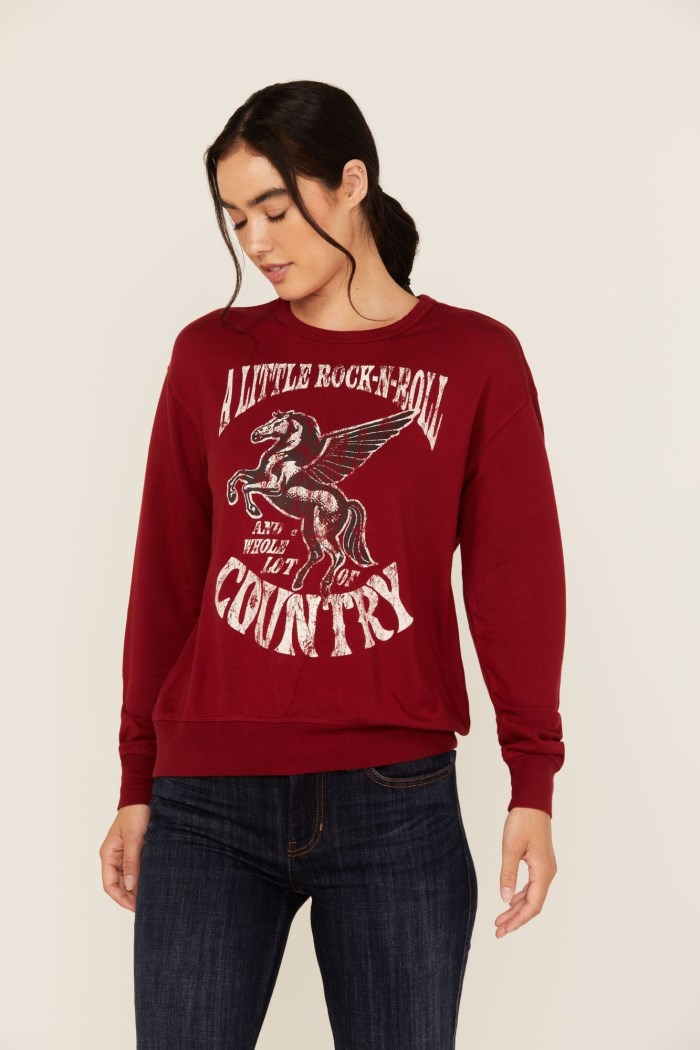 Idyllwind Women's Little Rock Lot of Country Pullover Sweatshirt | Wine