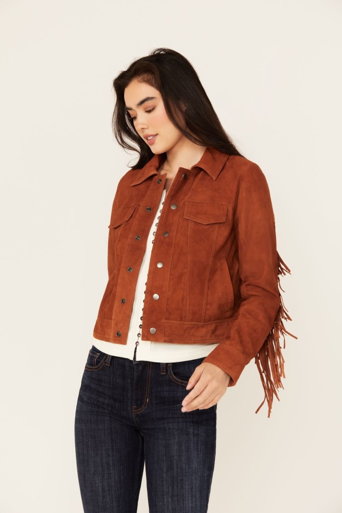 Idyllwind Women's Wynbrook Fringe Suede Jacket | Caramel