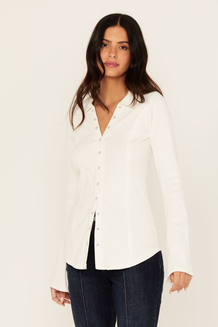 Idyllwind Women's Ravenwood Solid Long Sleeve Snap Shirt | Ivory