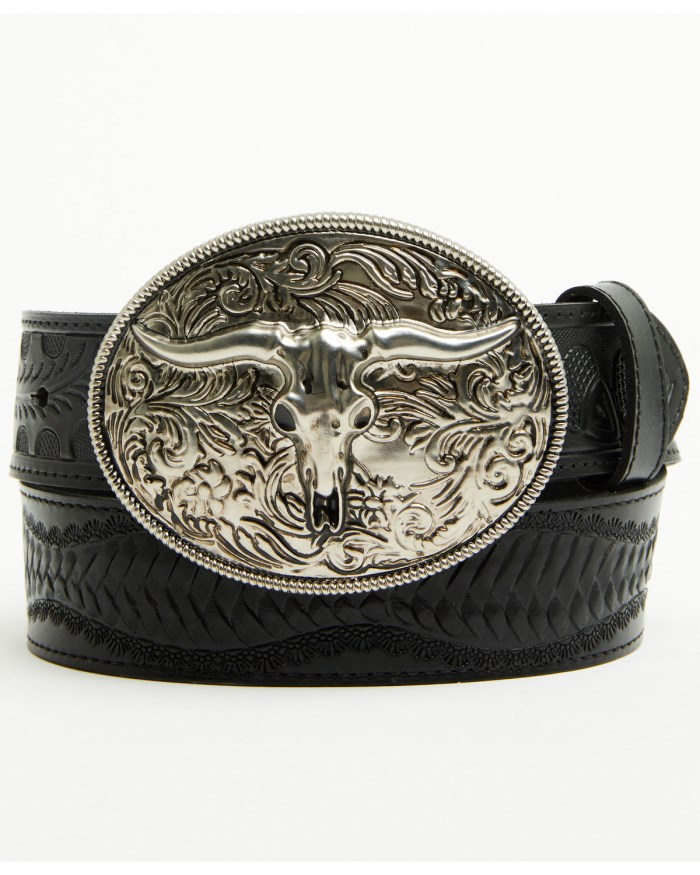 Idyllwind Women's Denver Embossed Leather Steer Head Buckle Belt | Black
