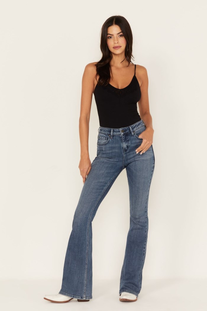 Idyllwind Women's Barella Dark Wash Contrast Panels High Risin' Stretch Bootcut Jeans | Dark Medium Wash