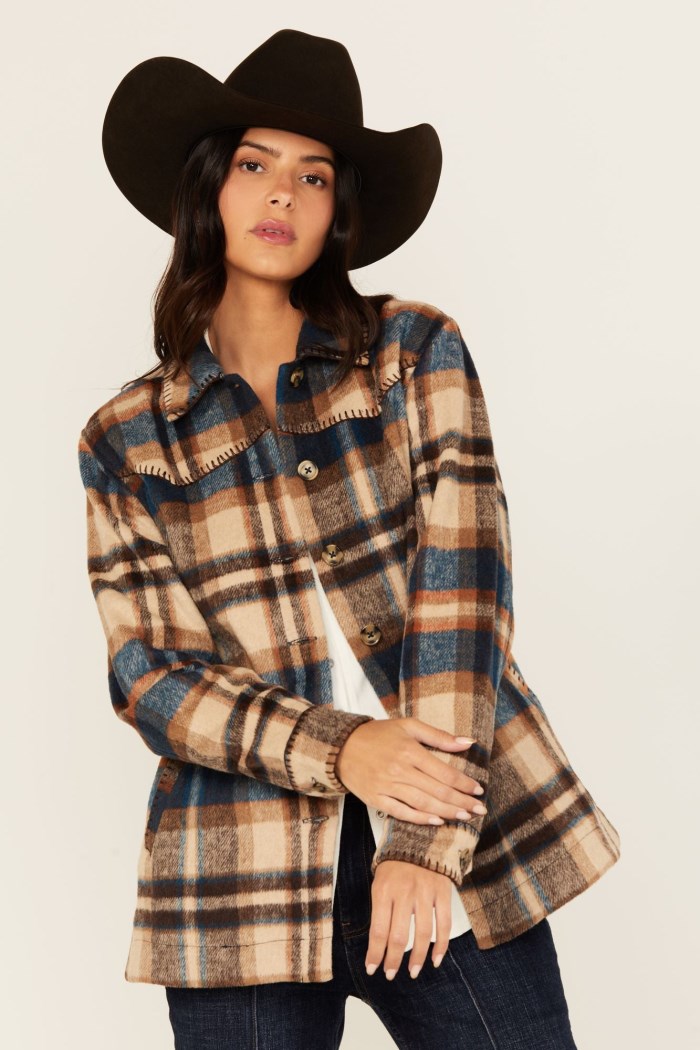 Idyllwind Women's Dowlan Plaid Print Shacket | Indigo