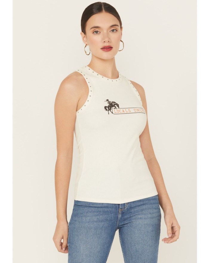 Idyllwind Women's Locals Only Graphic Ribbed Tank | Ivory
