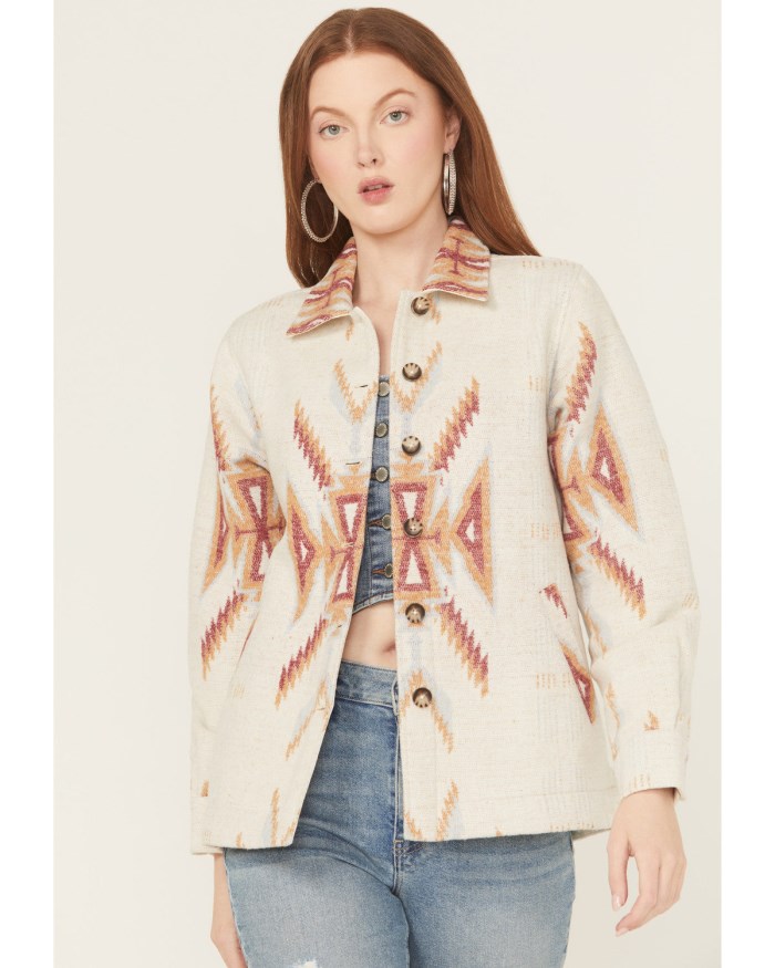 Idyllwind Women's Merritt Southwestern Button-Down Shacket | Cream