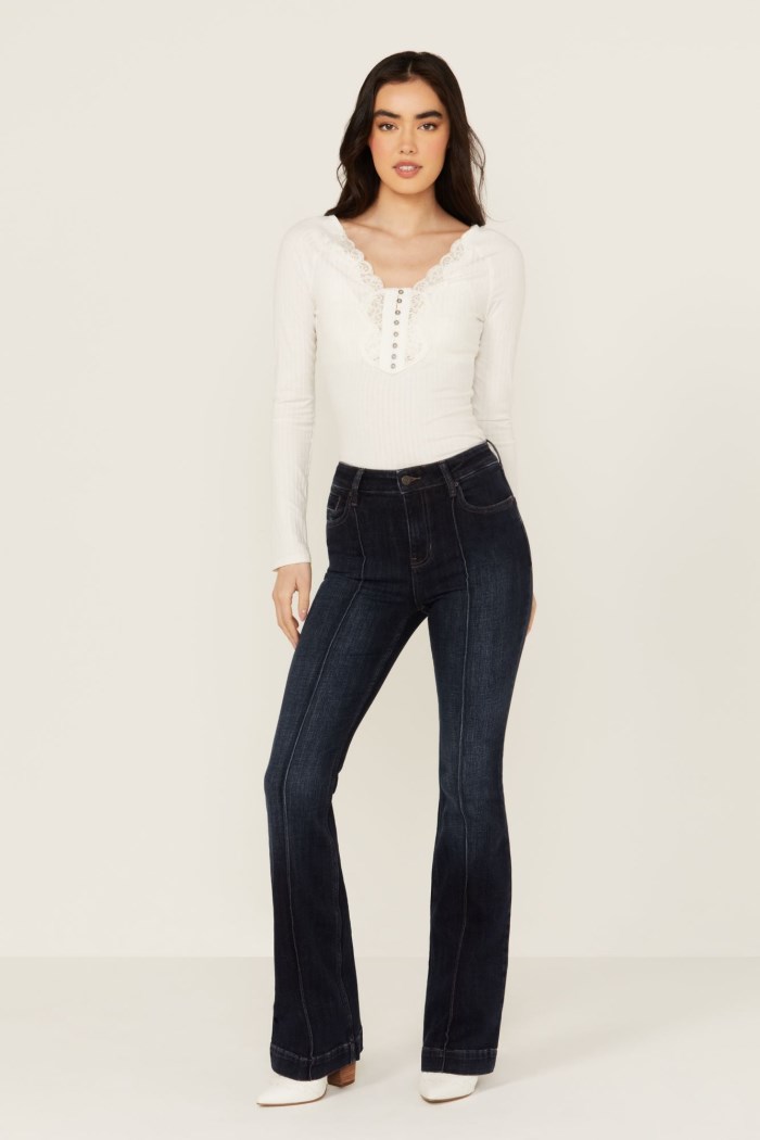 Idyllwind Women's Regent Dark Wash Gypsy High Rise Seamed Bootcut Comfort Stretch Denim Jeans | Dark Wash