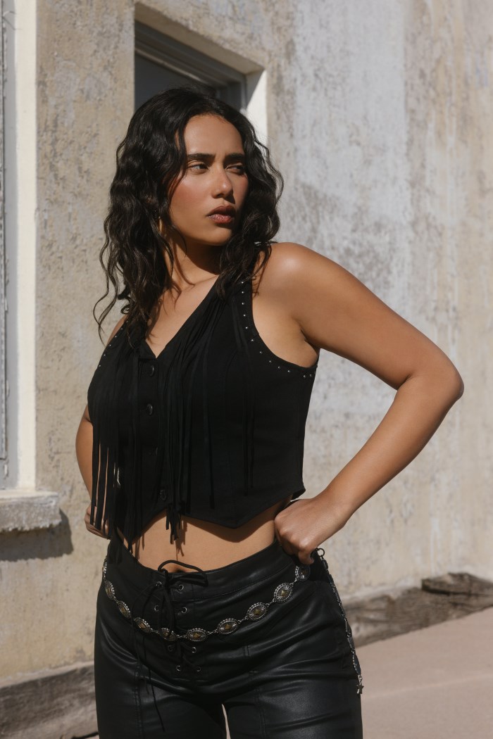 Idyllwind Women's Fringe Denim Bustier | Black