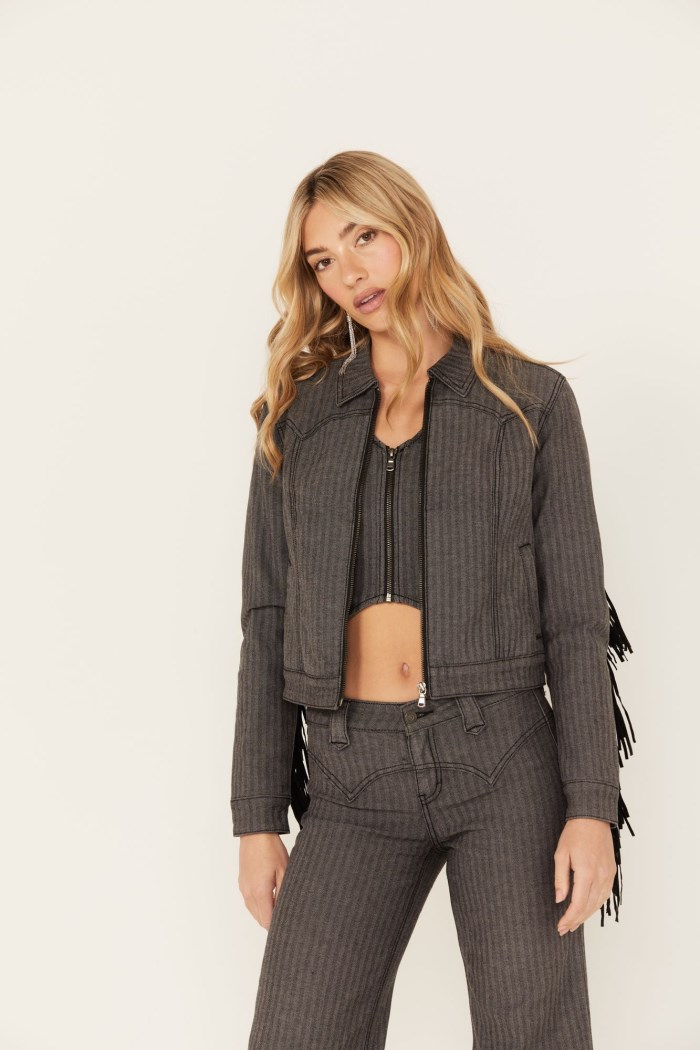 Idyllwind Women's Annex Herringbone Fringe Jacket | Black