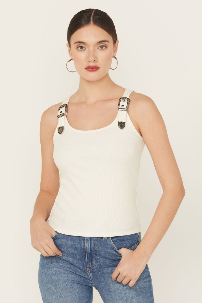 Idyllwind Women's Wylie Rib Knit Buckle Tank | Ivory