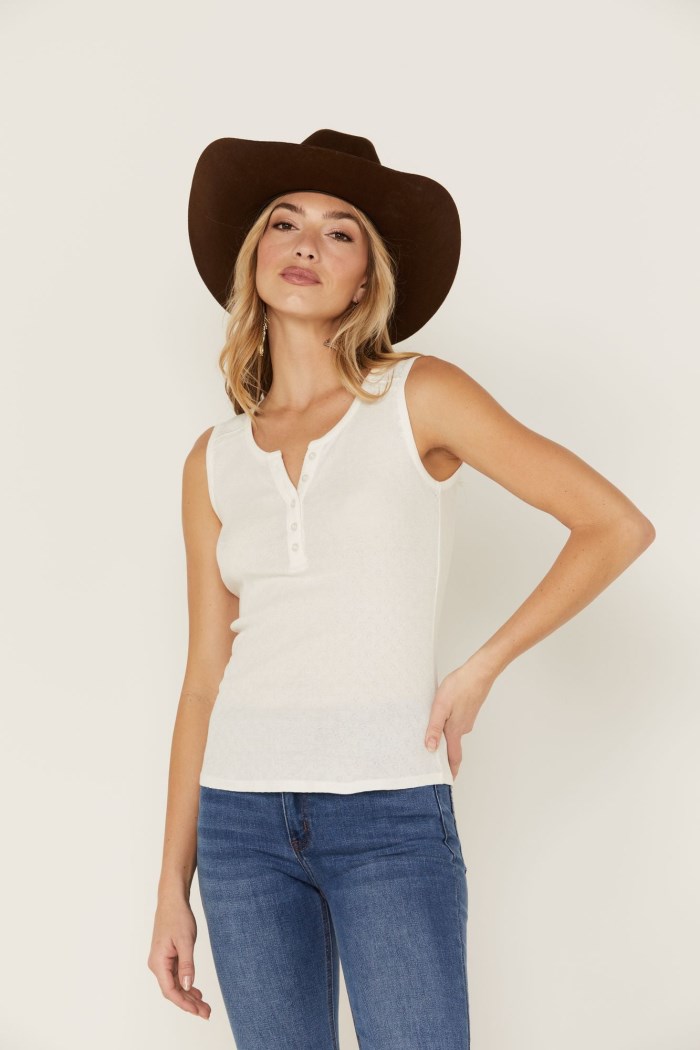 Idyllwind Women's Hillside Road Henley Tank Top | Ivory