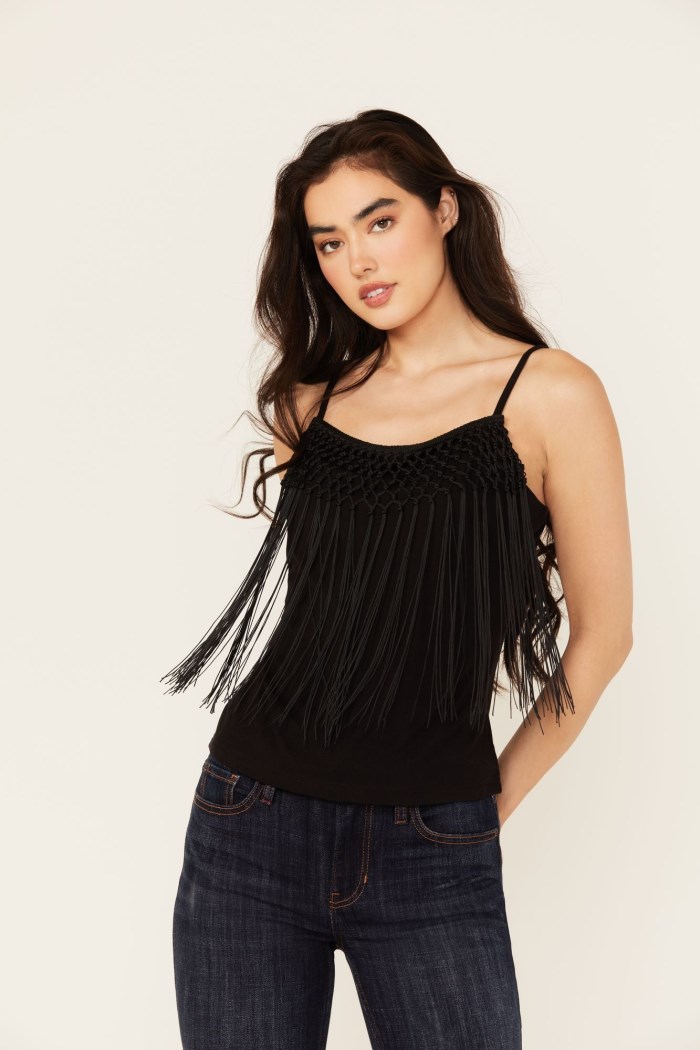 Idyllwind Women's Farriswood Fringe Tank Top | Black