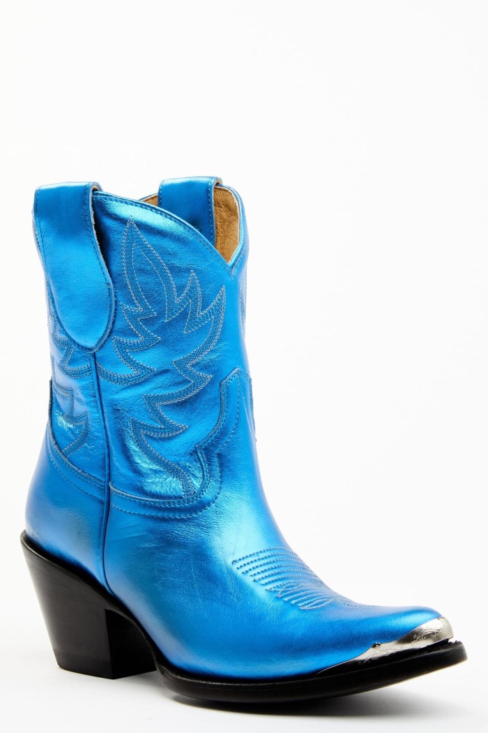 Idyllwind Women's Wheels Metallic Royale Leather Western Booties - Round Toe | Royal Blue
