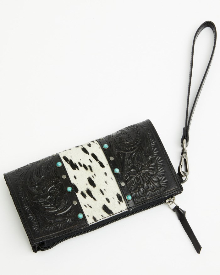 Idyllwind Women's Geneva Hairon Cowhide Clutch | Black