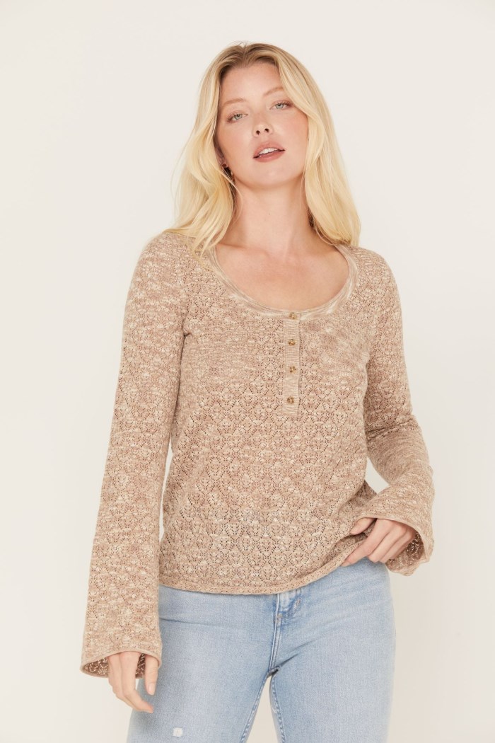 Idyllwind Women's Ranger Pointelle Henley Top | Oatmeal