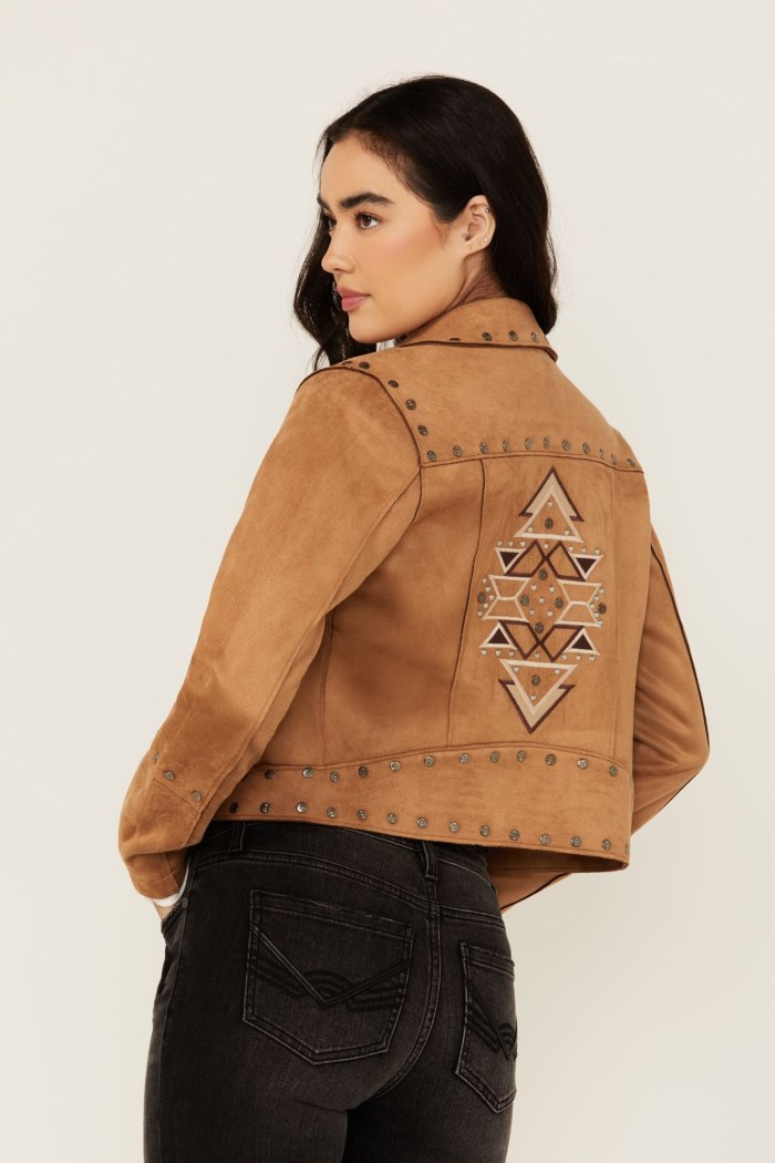 Idyllwind Women's Yorkshire Studded And Embroidered Moto Jacket | Tan