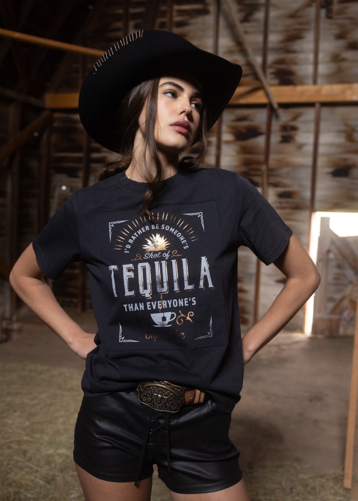 Idyllwind Women's Shot Of Tequila Short Sleeve Graphic Tee | Black