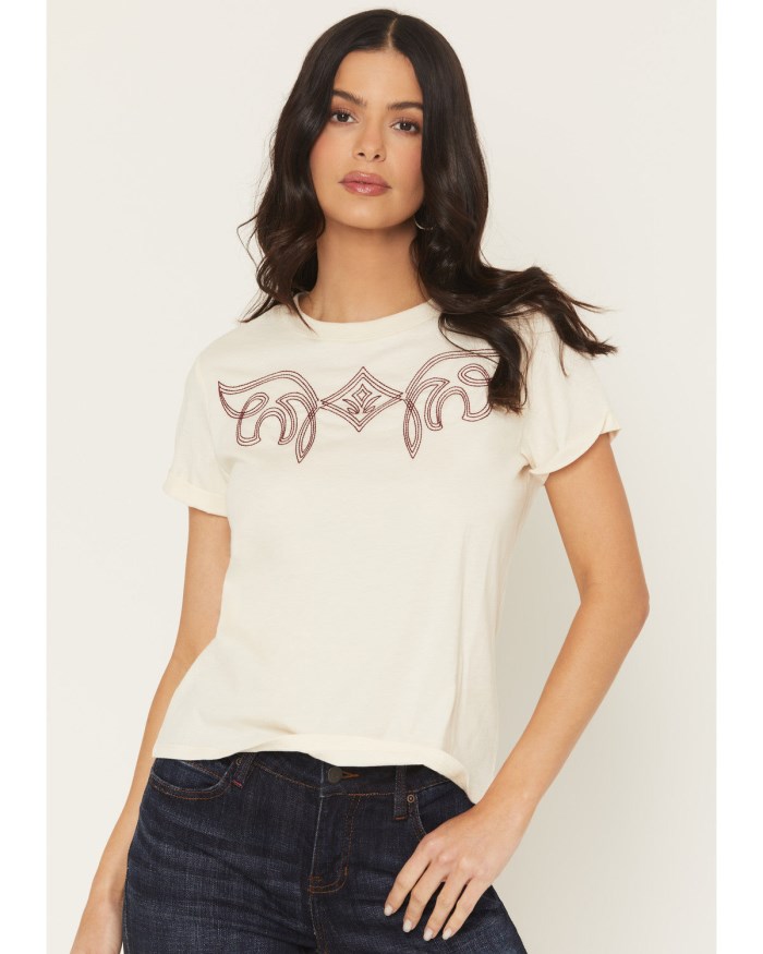 Idyllwind Women's Warren Boot Stitch Short Sleeve Tee | Cream