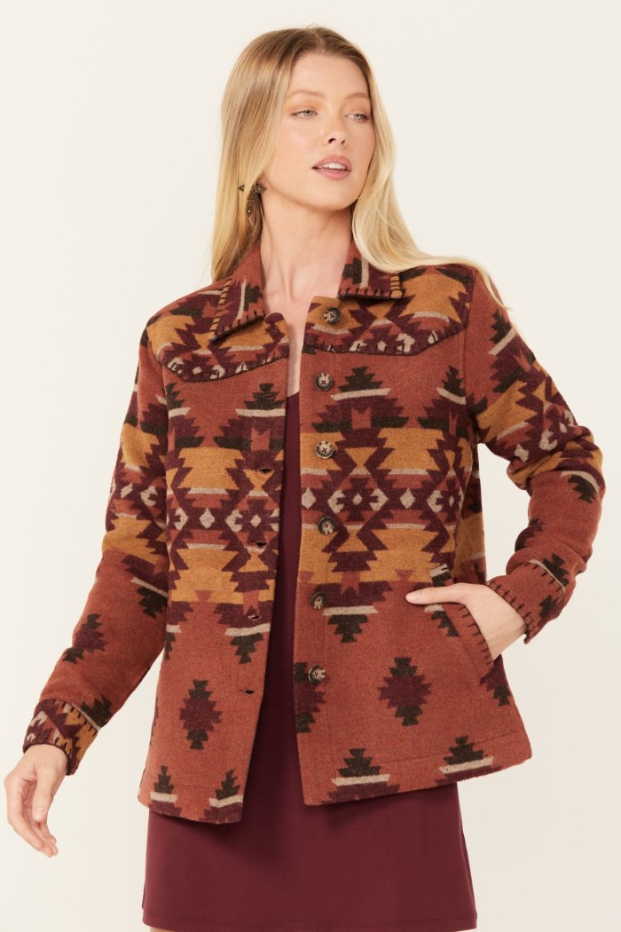 Idyllwind Women's Lane Southwestern Print Shacket | Pecan