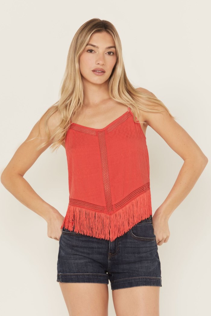 Idyllwind Women's Briarwick Jacquard Fringe Sleeveless Tank Top | Coral