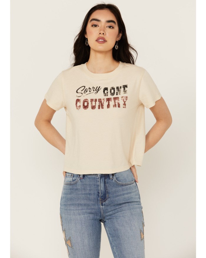 Idyllwind Women's Sorry Gone Country Short Sleeve Cropped Graphic Tee | Nude