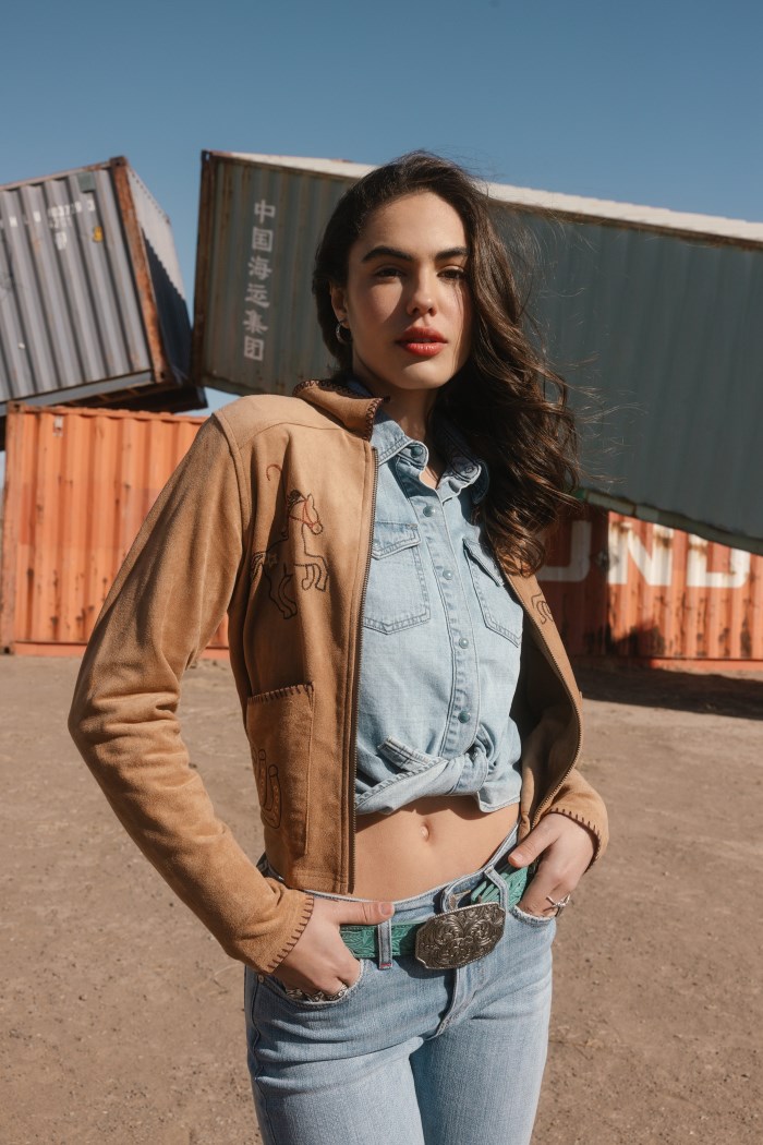 Idyllwind Women's Kileen Embroidered Faux Suede Jacket | Tan