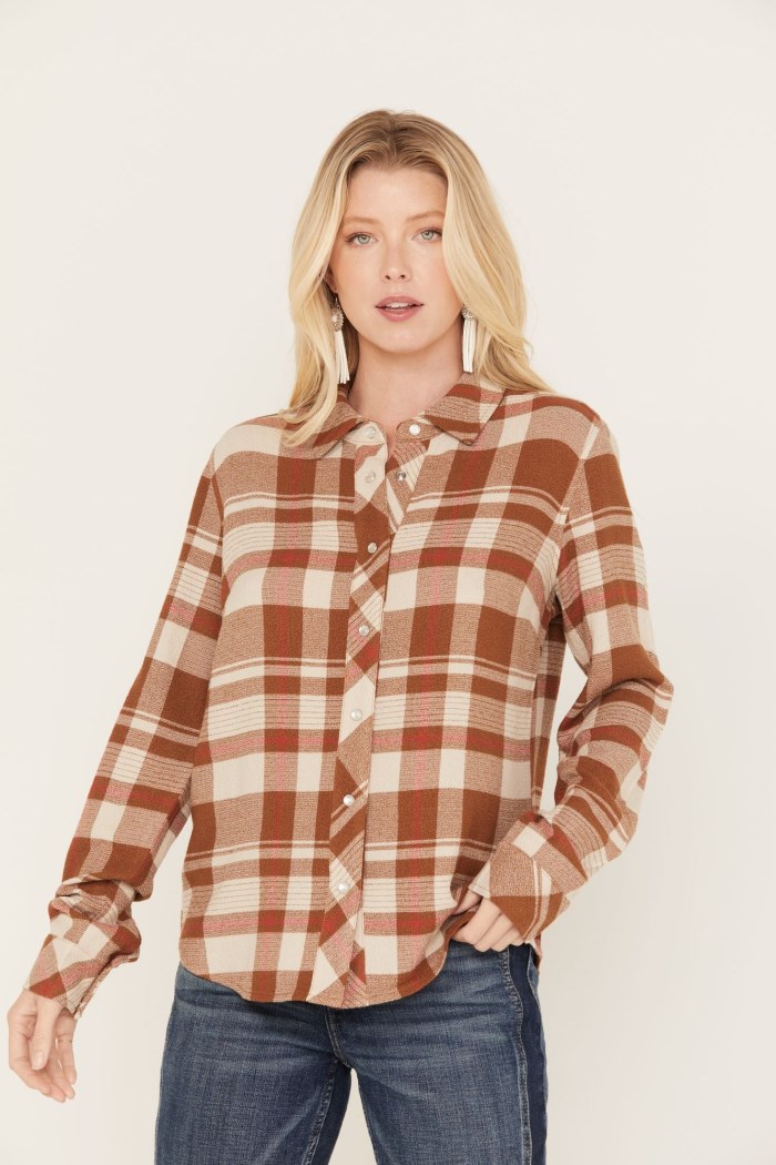 Idyllwind Women's Woodlands Feather Light Plaid Western Top | Slate