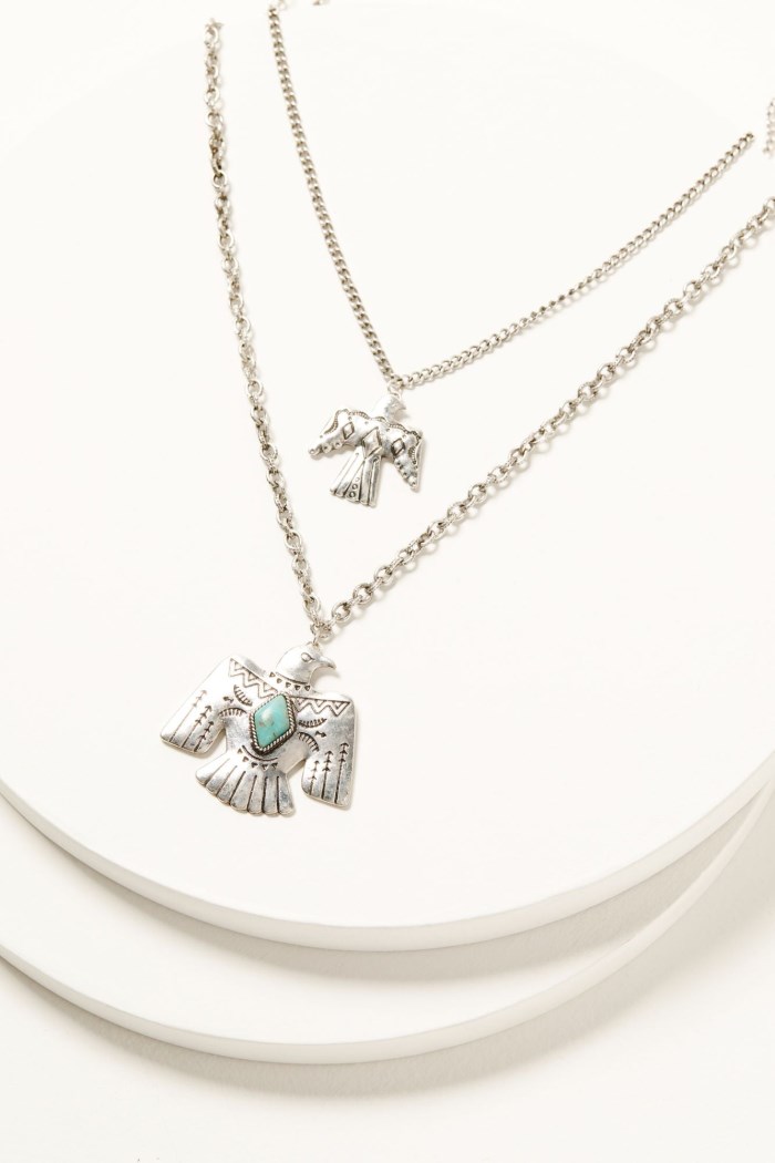 Idyllwind Women's Prescott Antique Layered Thunderbird Necklace | Silver