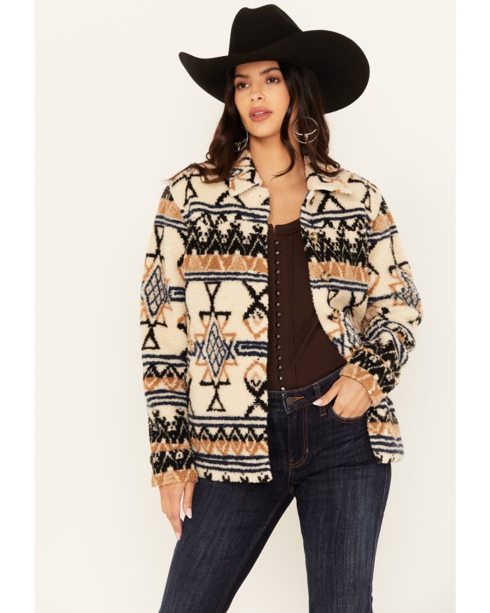 Idyllwind Women's Dowlan Southwestern Print Sherpa Jacket | Sand