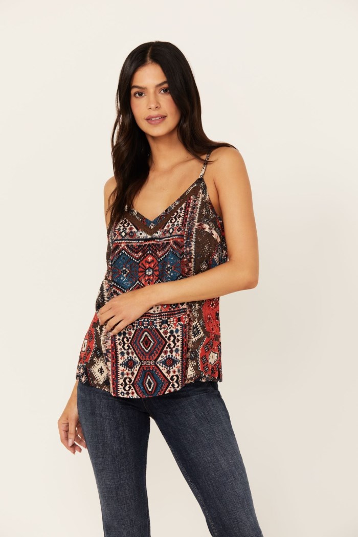 Idyllwind Women's Tampa Lace Trim Cami | Dark Brown