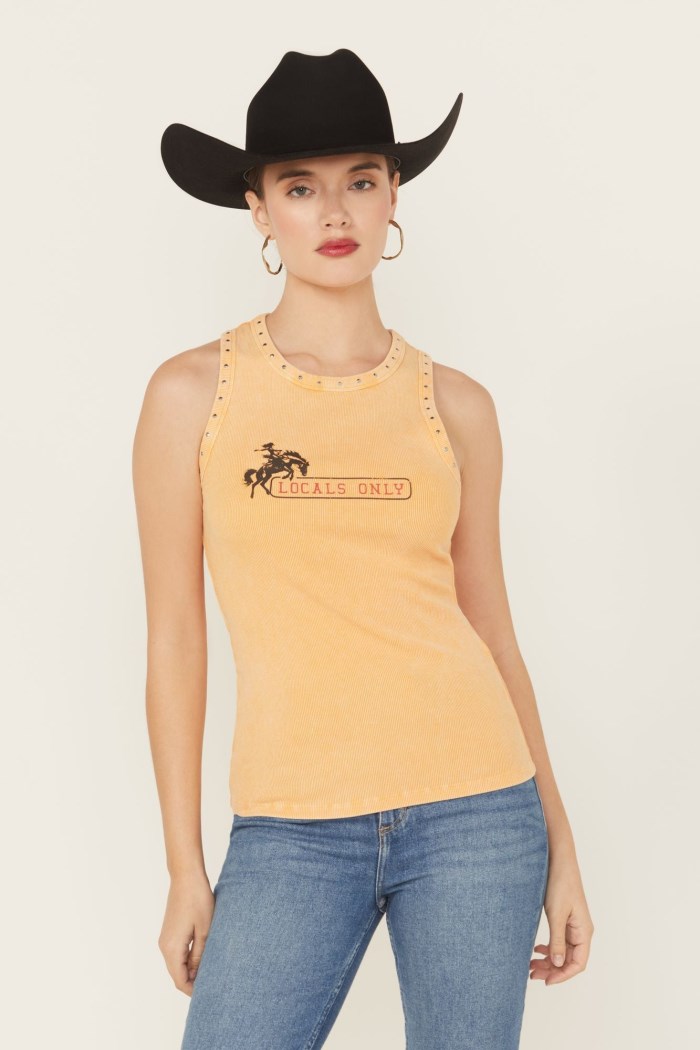 Idyllwind Women's Locals Only Graphic Ribbed Tank | Medium Yellow